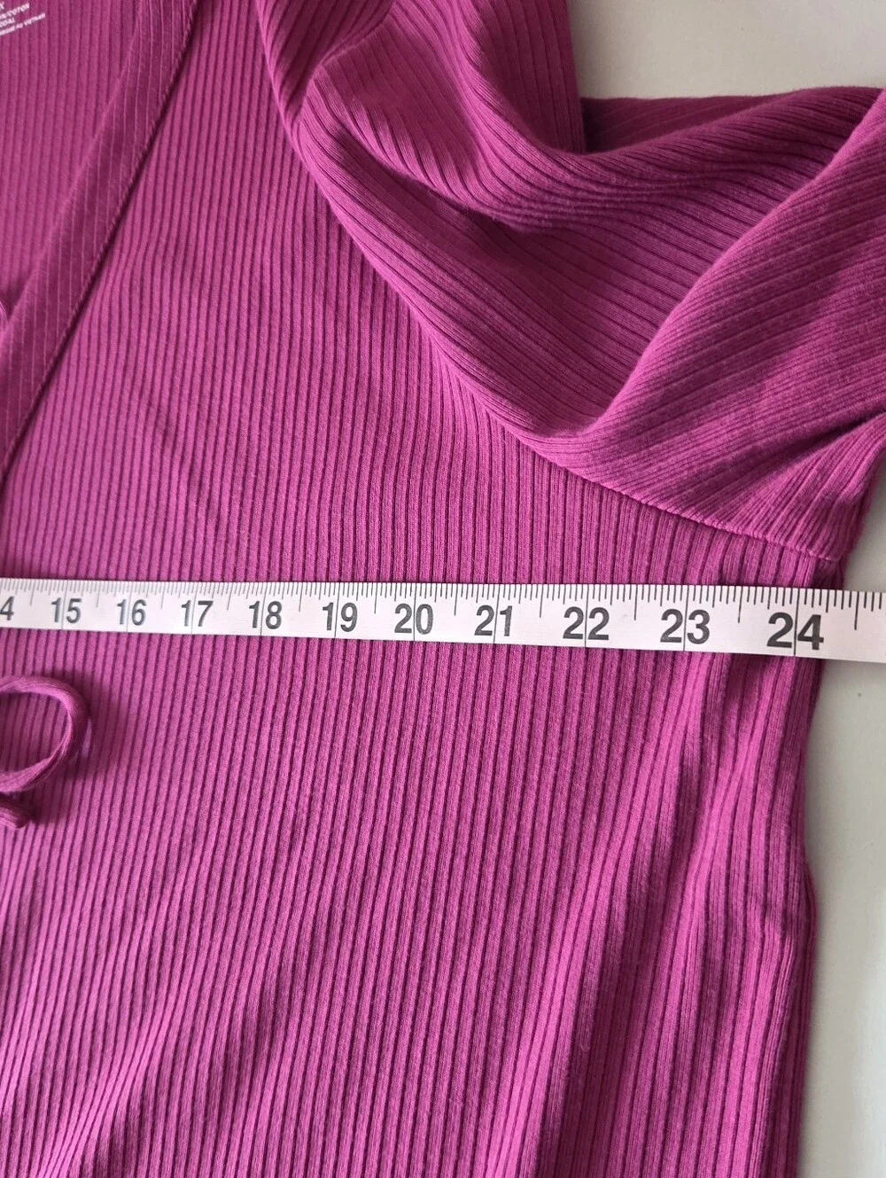 Talbots Women's Long Sleeve Magenta Tie-Front Ribbed V-Neck Top 2x